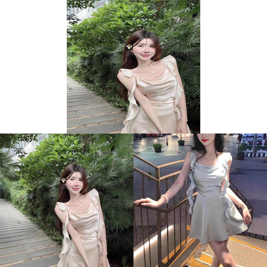 Summer Satin Slip Dress With High Waist And Sleeveless Design For Elegant Women