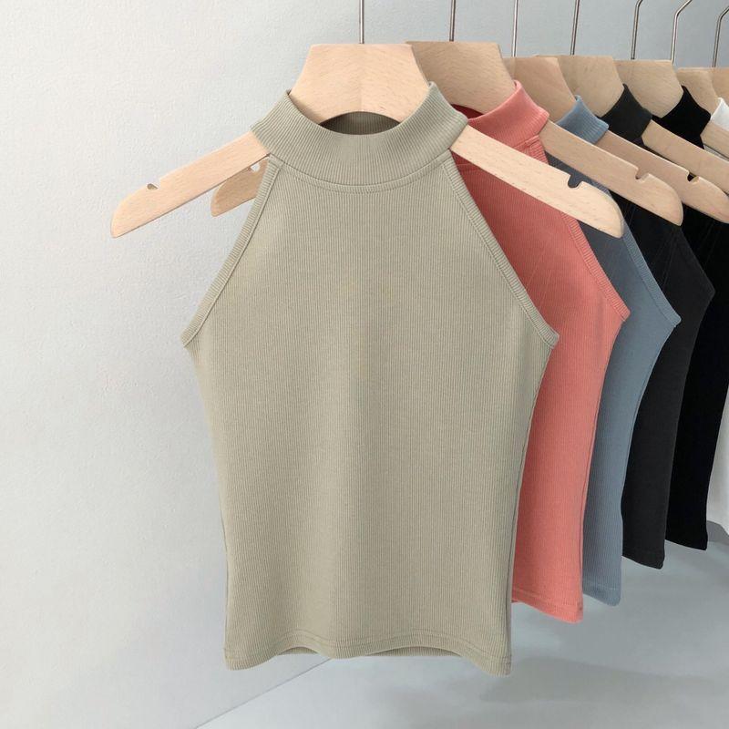 

Sleeveless Vest Spaghetti Straps Outerwear Tight Yoga Halterneck Light green(Mint Mambo, White) S(85-95)