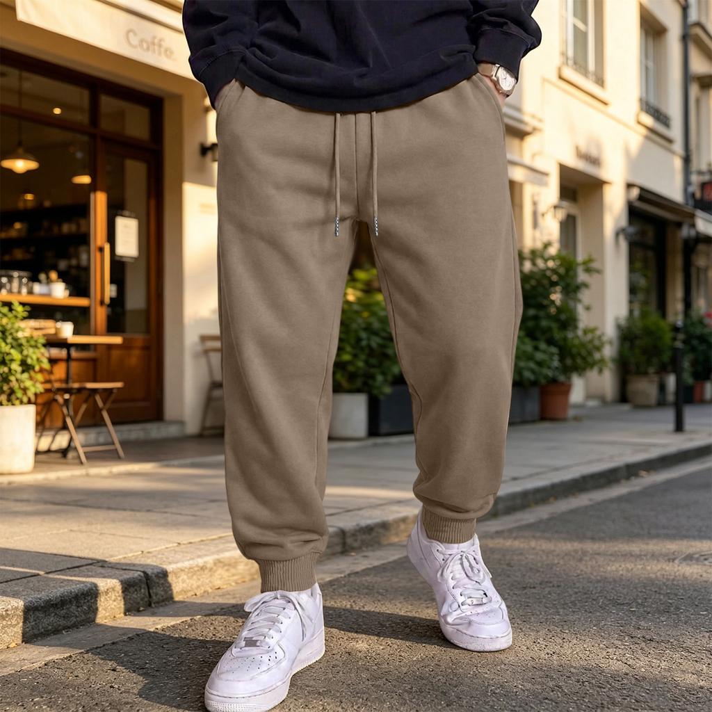 Men's Casual Joggers with Elastic Waistband and Tapered Sweatpants for Athletic Wear