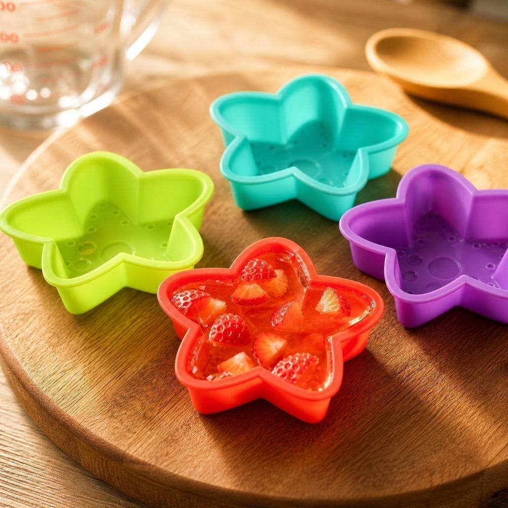 Silicone Jelly Mold Star Shape Flexible Non-Stick Mold for Homemade Desserts Baking and Food Preparation Kitchen Tool