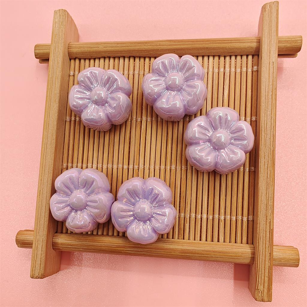 10Pcs Acrylic DIY Jewelry Accessories Loose Beads UV Color Plating For Bracelet Earring Making Plum Blossom 19.5mm Beaded Materials Jewelry
