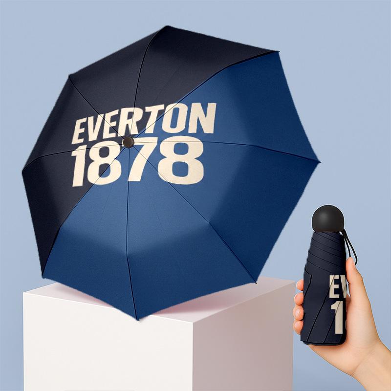 Everton Football Pattern Printed Mini 5 Folds 8 Ribs Compact Umbrella Windproof Waterproof Lightweight Portable Folding