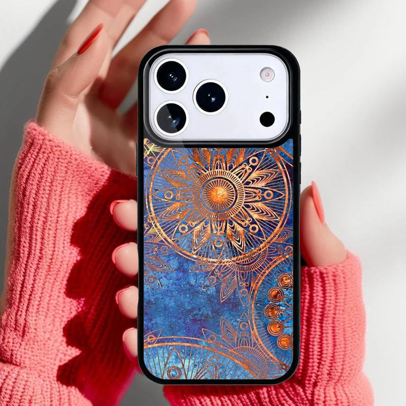 Indian Floral Henna Mandala Soft Phone Case for iPhone 17 16 15 14 13 Pro Max Back Cover for 12 11 Pro Coque