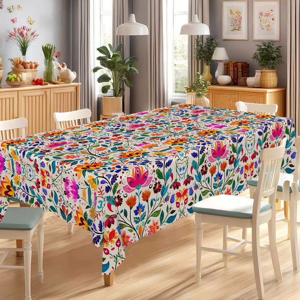 Mexikanische bunte florale Design Rechteckige Tischdecke für Tischdekoration Wiederverwendbare Küchen-Esstischdecke Día de los Muertos Dekoration