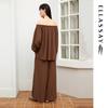 ELLASSAY Women's 2025 Early Autumn Brown Wide-Leg Casual Pants