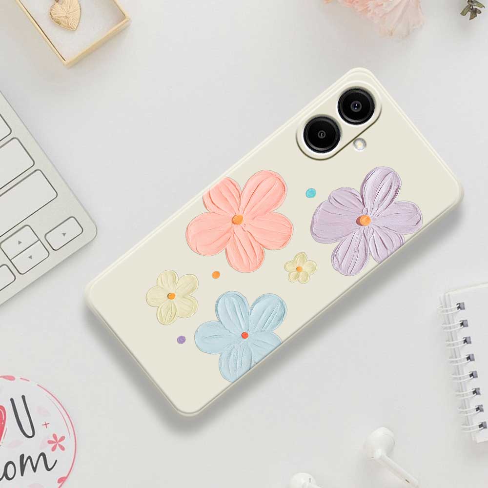 For Samsung Galaxy A07 4G Case Four Color Flowers Pattern Printing Straight Edge TPU Phone Back Cover