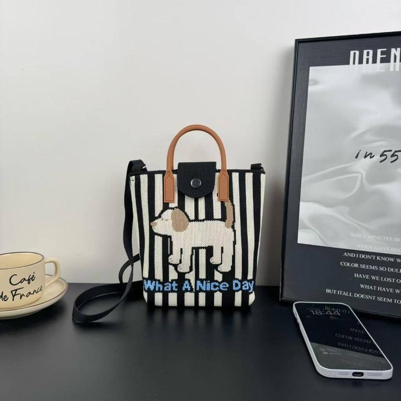 New knitted mobile phone bag, high-end handbag, women's messenger bag, adjustable versatile, convenient and large-capacity bag