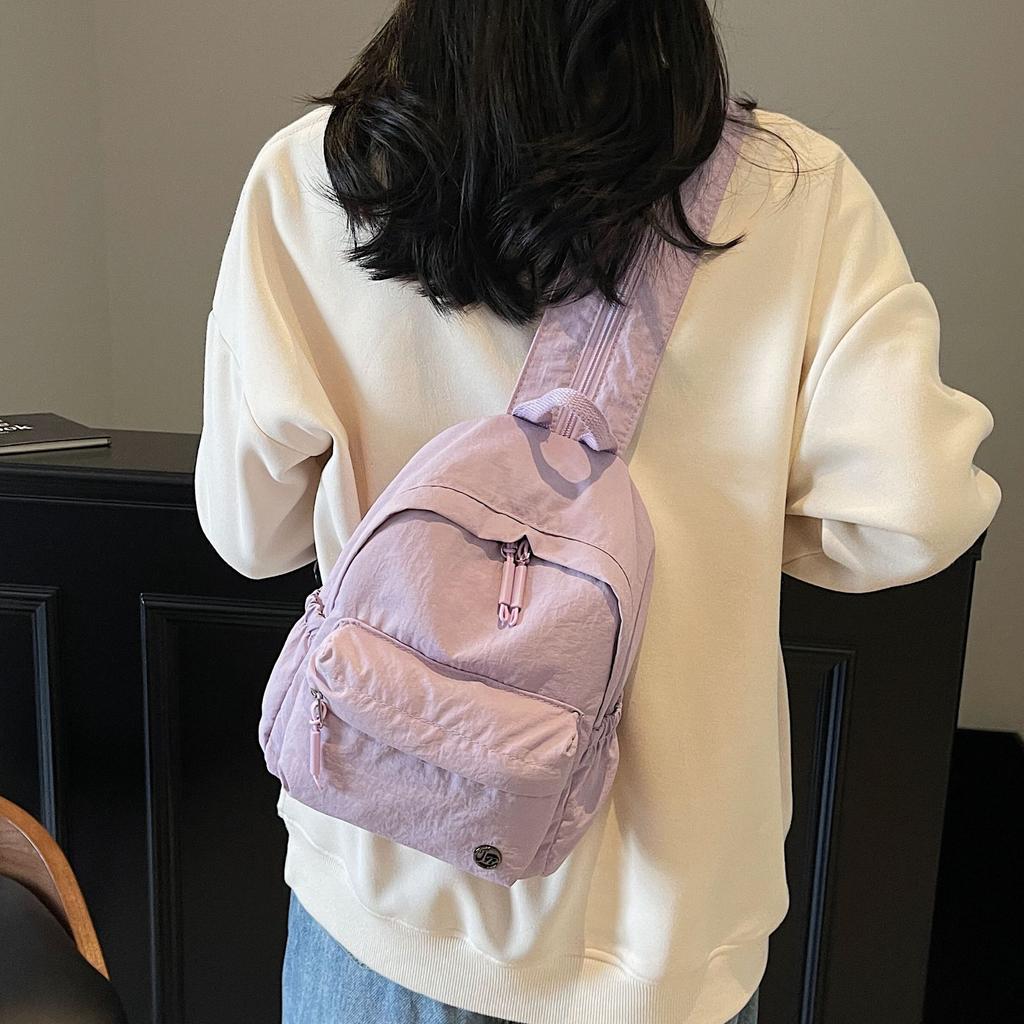 Backpack for women's summer multi-purpose single shoulder lightweight simple solid color mini backpack casual sports breast bag