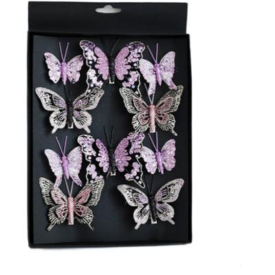 Christmas Tree Butterfly Ornaments with Glitter and Clip Attachment for Holiday Decorations and Seasonal Home Display