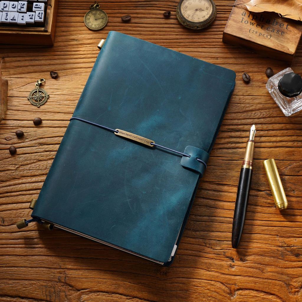 2026 First Layer Cowhide Notebook Genuine Leather Retro Travel Notebook Handmade Loose-leaf Notepad Diary Spot