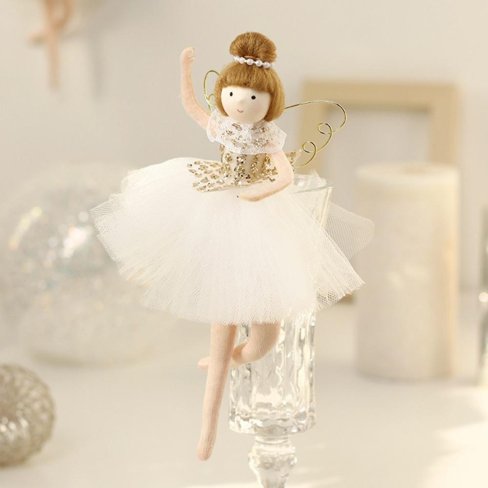 Cute Ballet Girl Doll Christmas Tree Hanging Angel Pendant Lifelike Artificial Christmas Tree Decor Sequins Xmas Hanging Pendant