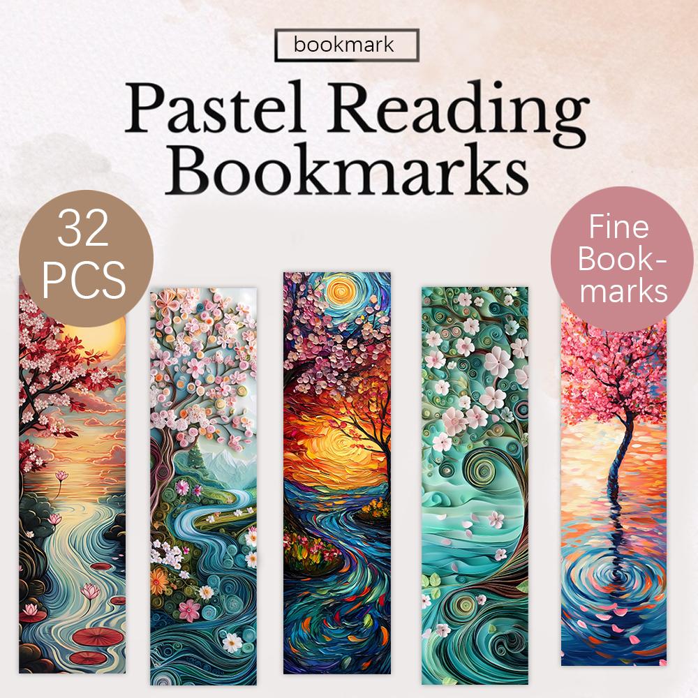 32pcs, Abstract Art Bookmarks, Back-to-School Season, Christmas, Halloween, Teachers, Suitable for Readers and Birthday Gifts.