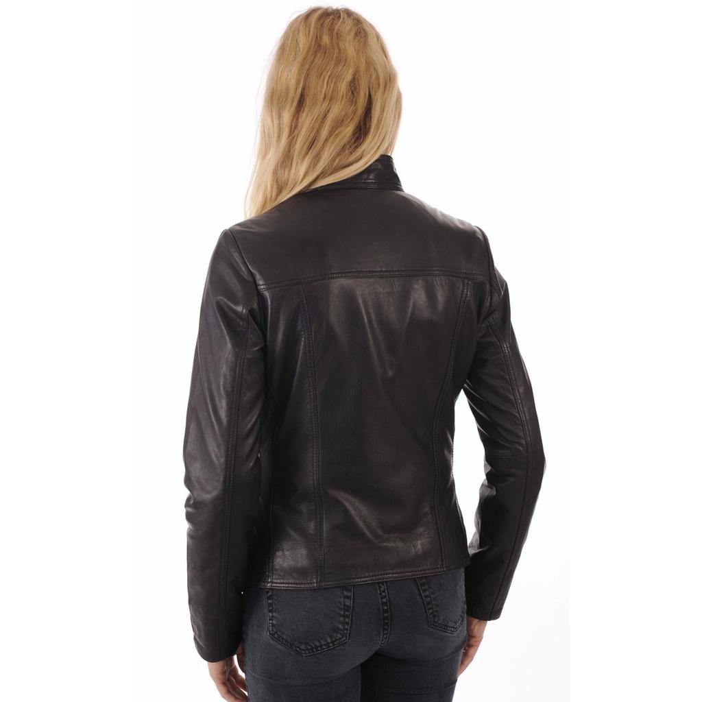 SKINOUTFIT Women's Black Biker Motorcycle 100% Genuine Lambskin Leather Jacket Casual Wear