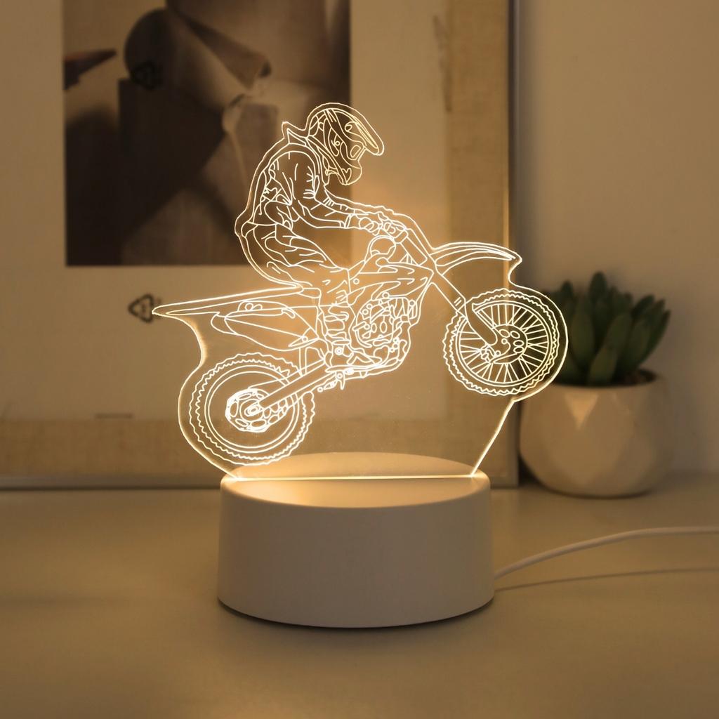 USB 3D Motorrad Experte Kreatives Nachtlicht, Heimdekoration Wohnzimmer Schlafzimmer Dekoration Licht, Geburtstags-Feiertagsgeschenk