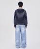 GLW Striped Crop Knit Cardigan Navy