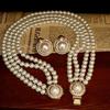 Elegant French Retro Pearl & Rhinestone Necklace and Earring Set