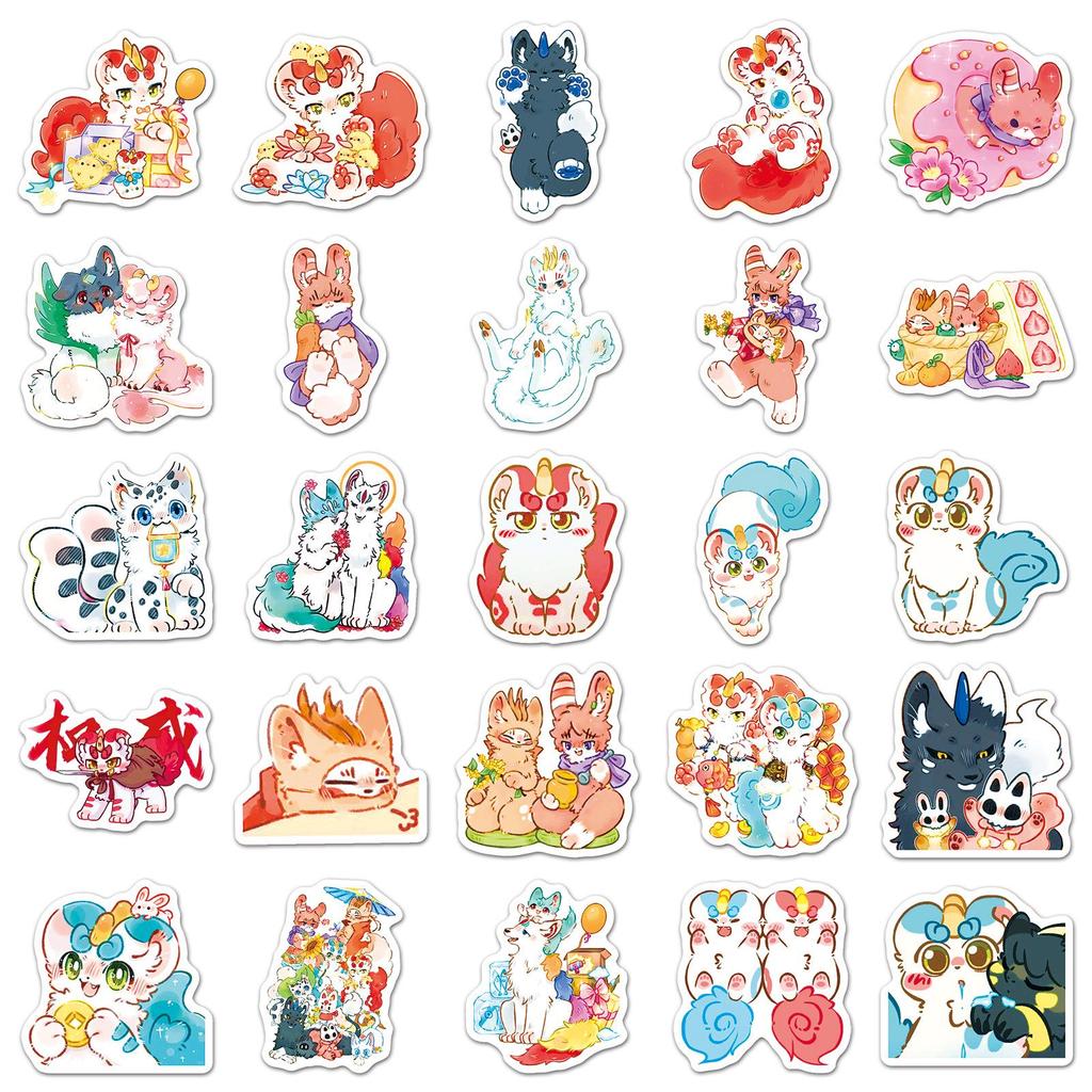 50 Cute Cartoon Animation Stickers for Suitcases, Motorcycles, and Helmets