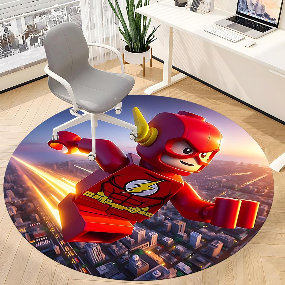 1pc Flash LEGO Office Round Area Rug, Indoor Mat Suitable For Office, Under Office Chairs Bedroom Living Room Home Decor, Room Deco