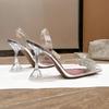 Fashion 2025 New Style Xianfeng Crystal Transparent Sandals, Wedding Shoes, Water Diamond Bow High Heels