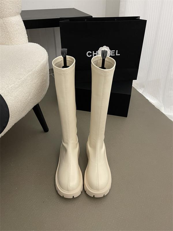 

2025 autumn and winter thick-soled knee-length simple high boots women s new versatile rear zipper women s boots 40