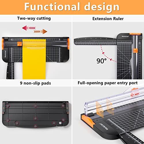WORKLION Paper Cutter: Lightweight Mini Paper Trimmer, A4/A5 Compatible, Cuts Paper, Photos, Coupons, Labels, Cards, and Includes Ruler (Black)