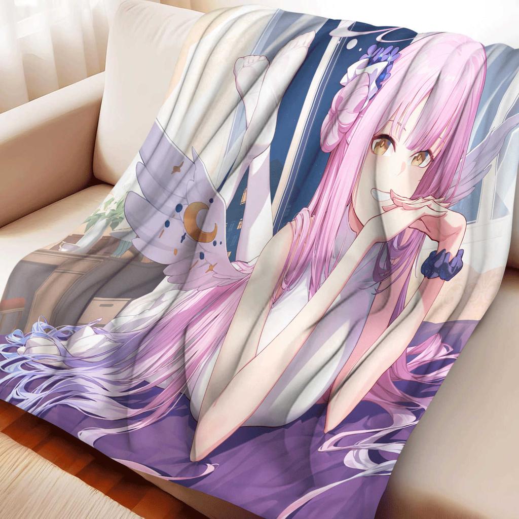 Cartoon Blue Archive Misono Mika Flannel Blanket Cover Warmth Soft Anime Blanket Multifunctional Decor Home Universal Blankets