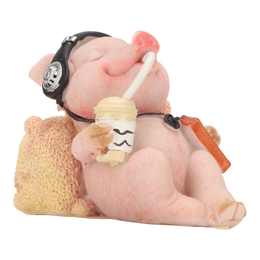 Resin Pig Statue Pink Pig Decor Collectible Figurines Resin Pig Art Home Office Decor
