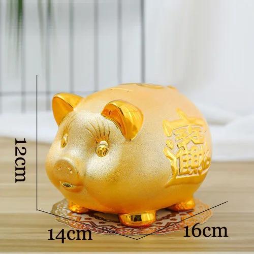 Креативная золотая свинья Керамическая копилка 2023 Новый детский копилка для монет Милая мультяшная свинья Копилка Подарок Поделка Копилка для денег Сбережения Домашний декор
