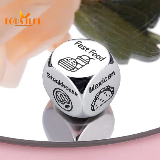 Food Decision Dice Stainless Steel,Date Night Meal Decision Maker,Valentines Day Movies Decision Dice for Couples