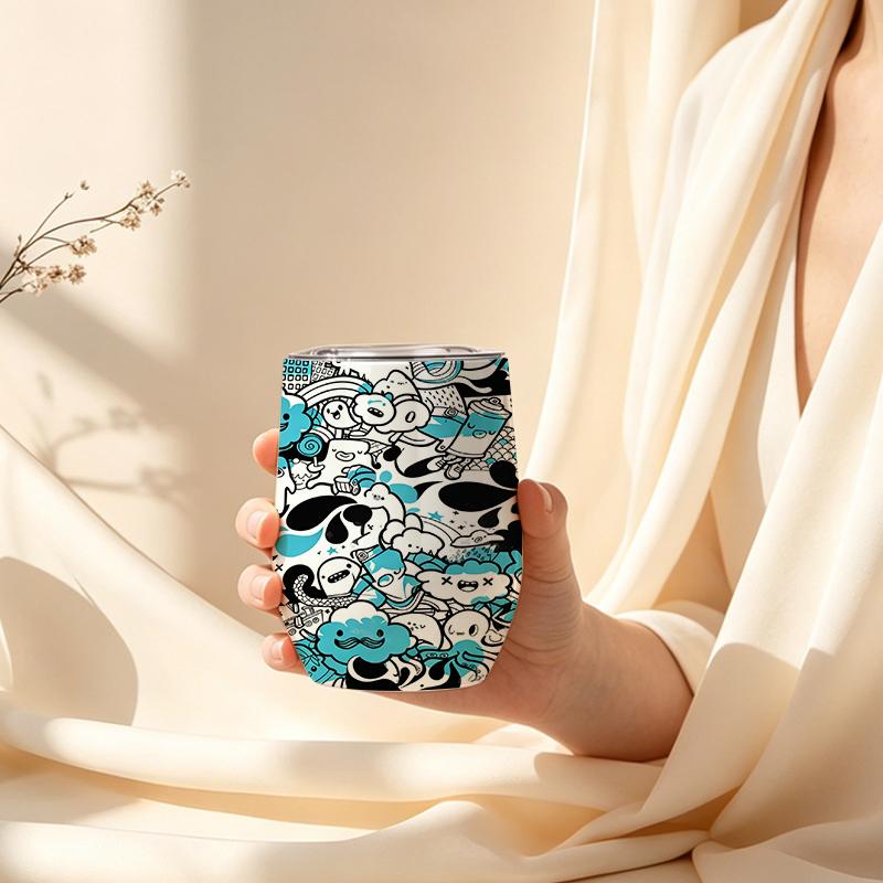 Eggshell Cup 355ml Cloud Monster Graffiti Element U Shape Eggshell Cup Car Portable Cup Travel Cup Wine Travel Cup 355ml Eggshell Cup