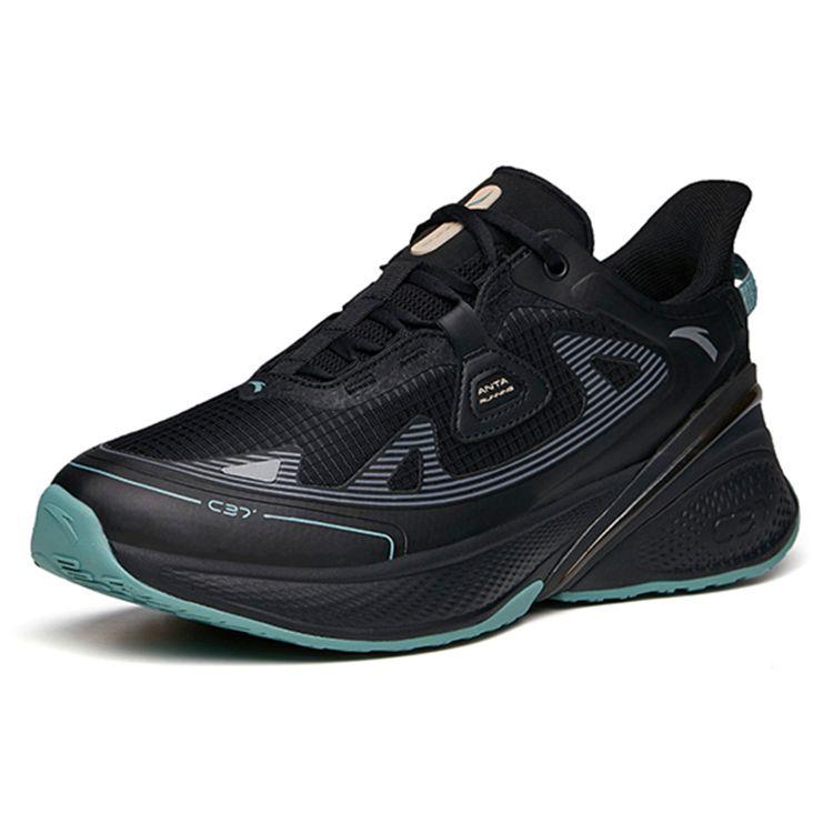 Anta Running Series Soft Sole Lightweight Shock Absorption Low Top Running Shoes Men Sneakers Black Gray Green 112135530R-5