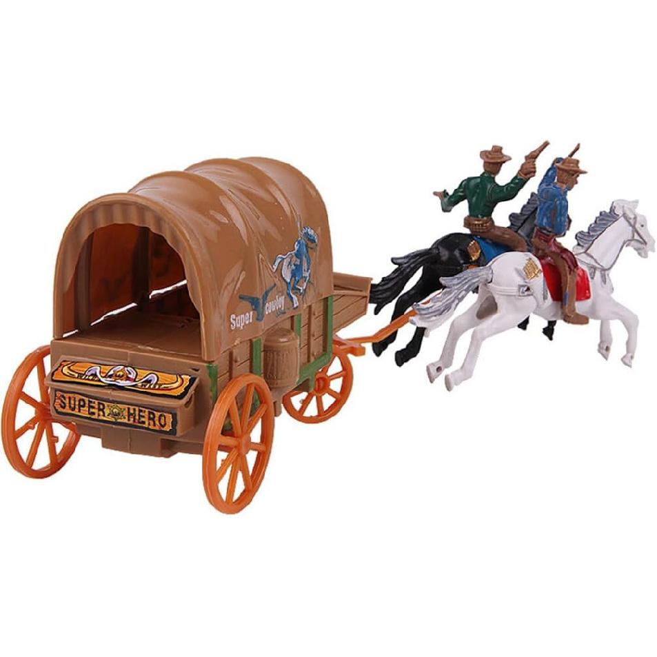 Western Figures Horse Carriage Model Playset Plastic West Figurines Riding Horse Action Figure Educational Toys Table Decoration for Boys Girls Kids