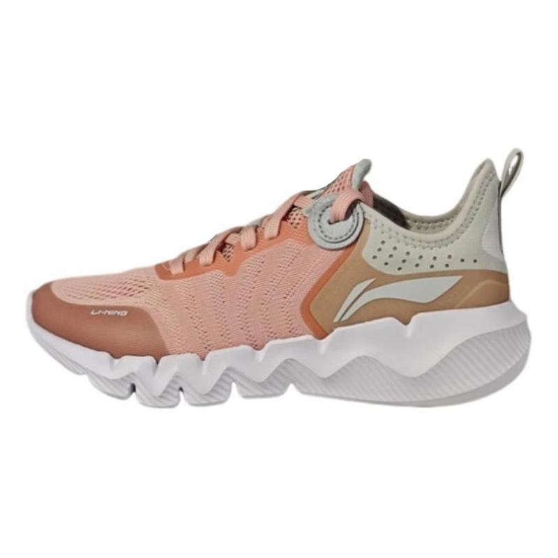 Li-Ning Sports Lifestyle Series Simple Fashion Comfortable Non-Slip Wear-Resistant Low-Top Casual Shoes Women Casual Shoes Peach Pink AGLU238-3