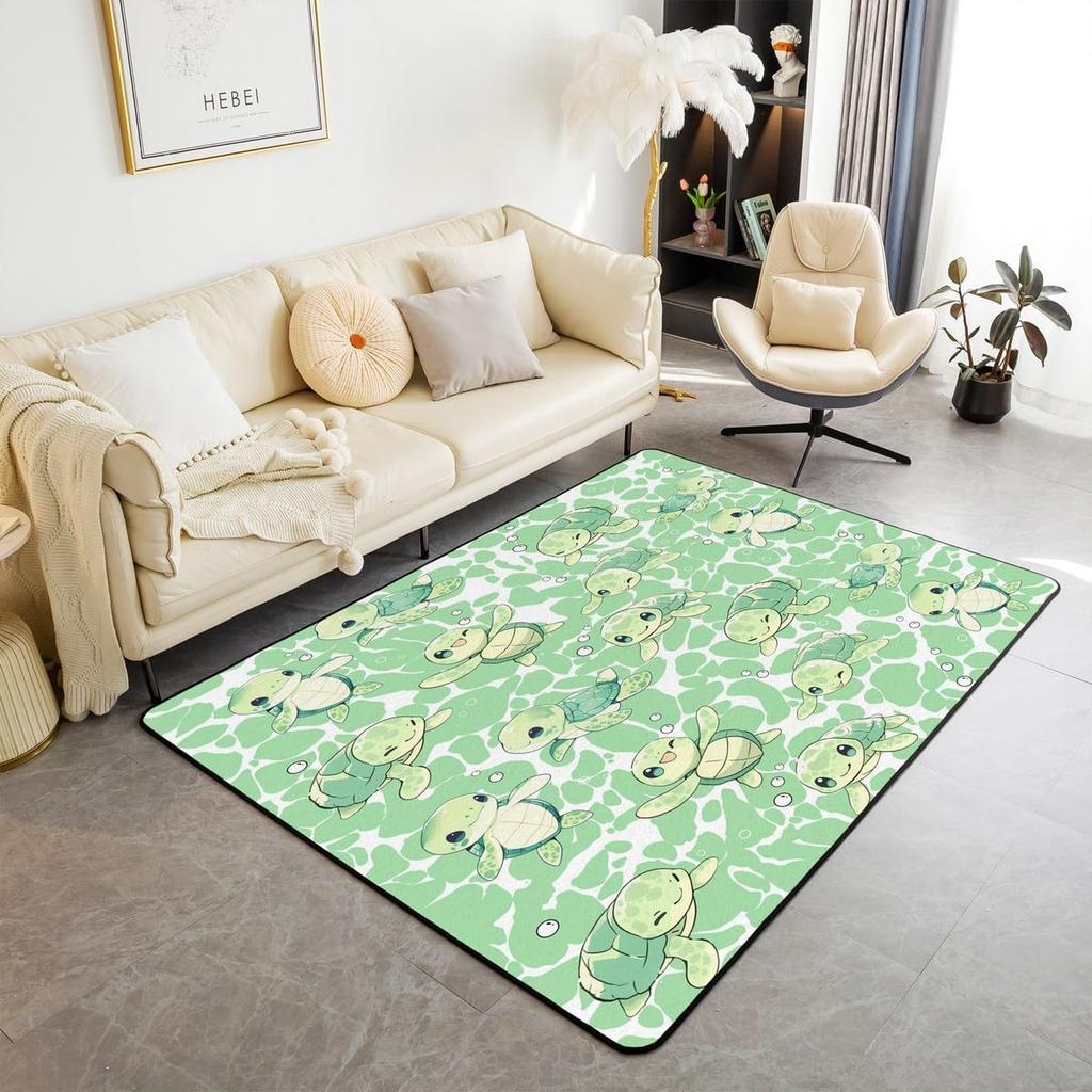 Ocean Themed Living Room Rugs for Bedroom Area Rug Octopus Decor Carpet for Boys Girls Teens Tentacles Indoor Floor Mat Black