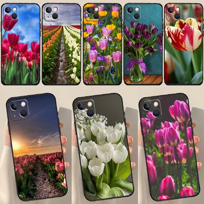 Spring Tulips Flower Cover For iPhone 12 11 13 14 15 Pro Max 12 Mini 7 8 Plus X XR XS Max SE 2020 Phone Case