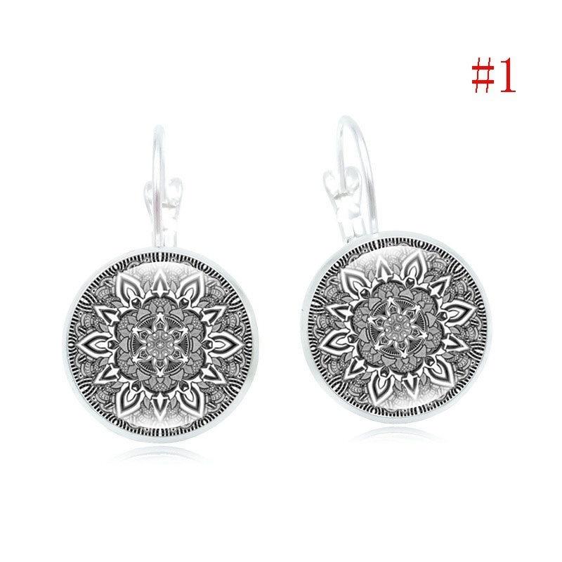 Fashion Elegant Round Stud Ear Vintage Women Girls Lady Crystal Flower Hoop Earrings  for Women