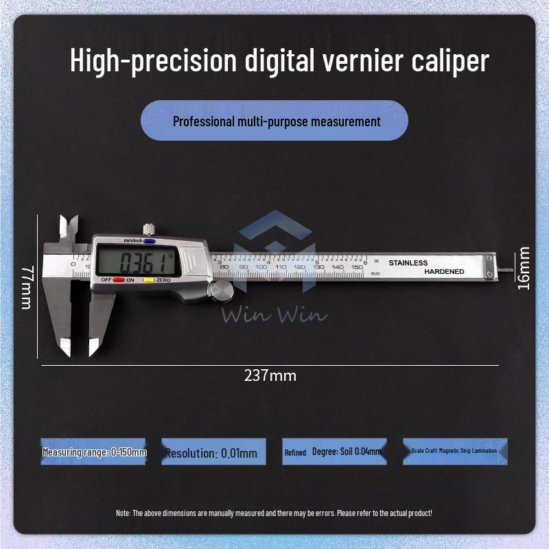 Calibro Digitale a VERNIEr ad Alta Precisione 0,01 mm con Quadrante e Misurazione Elettronica