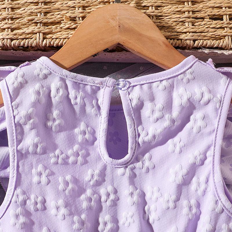 Rochii noi de vară pentru fete 2025 Dulci fluturi plasă floare 3d fără mâneci rochii de prințesă pentru copii