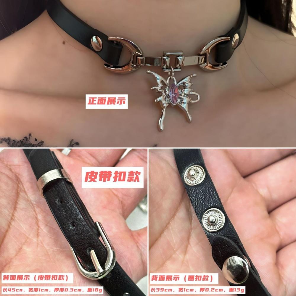 Y2K Gothic Multilayer Retro Brown Faux Leather Rivet Pendant Necklace Women Delicate Choker Star Black Heart Punk Jewelry