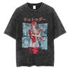 Harajuku Anime Rurouni Kenshin Himura Kenshin Print Tshirt Men Manga Oversized Tshirts Washed Cotton Tee Male Casual T Shirt