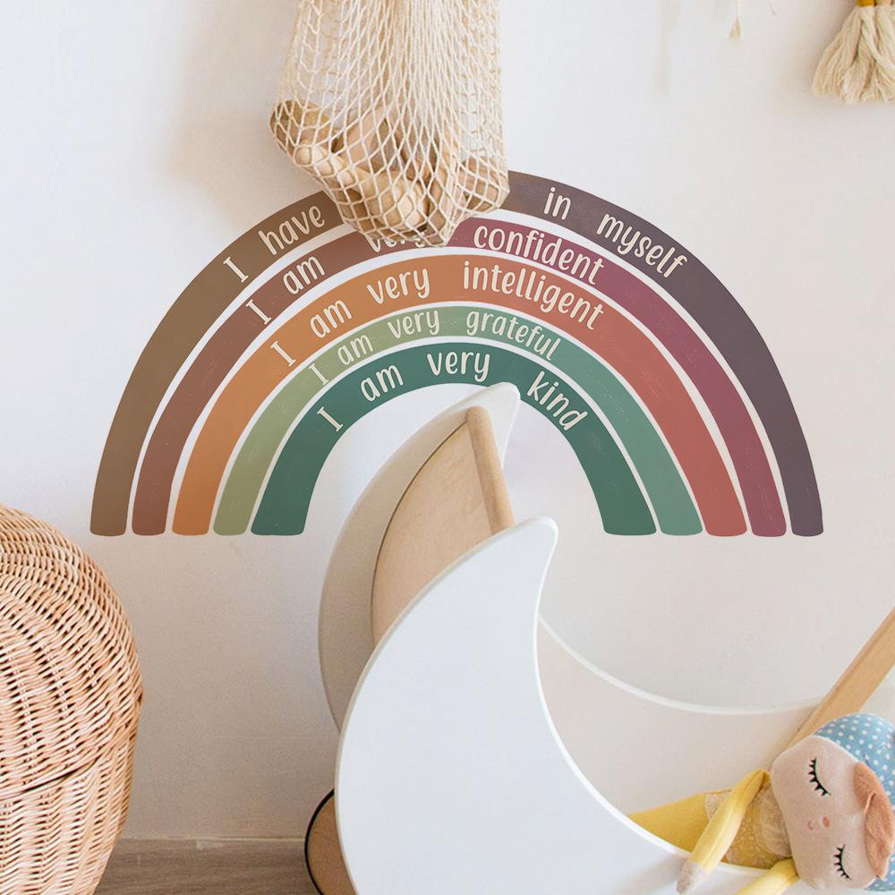 Inspirational English Slogans Rainbow Bedroom Living R Oom Entrance Hall Home Beautification Wall Stickers