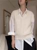 White V-Neck Twisted Knit Sleeveless Pullover Vest for Women - Early Autumn Layering Sweater, Lazy Style