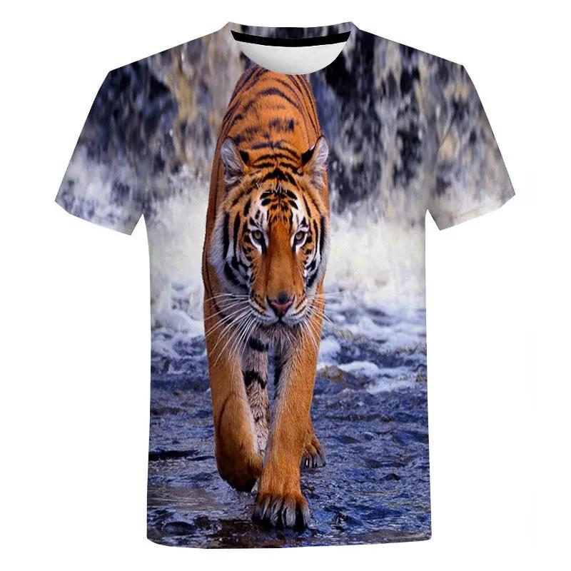 Tigerstreifen T-Shirt Tier 3D-Druck T-Shirt Rundhals Kurzarm Lustiges Bild Outdoor Freizeitkleidung Für Männer T-Shirts