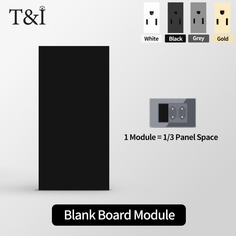 

T&I 2x4 inch Tempered Glass Wall Plate – DIY Modular Design with NEMA 5-15R Duplex Outlet and US/EU/Italy/Chile Socket Modules Blank Board чорний