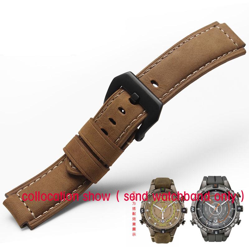 Genuine Leather Watch Strap 24*16mm For Timex Tide T2n739 T2n720 T2n721 T45601 T2p141 Series Watchband Men's Watch Accessories