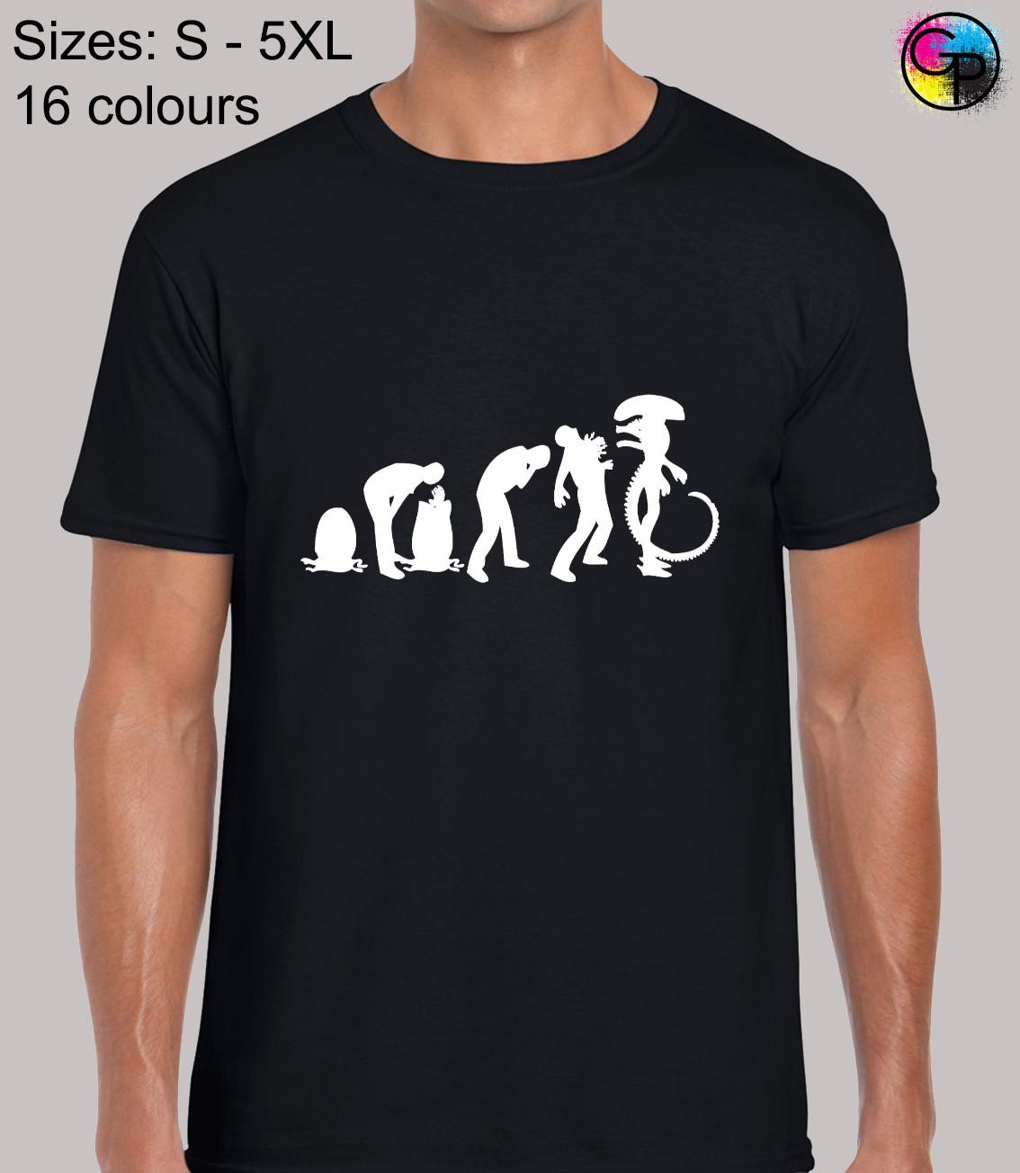 Evolution Of An Alien Sci Fi Movie Film Nostromo Ripley Regular T-Shirt Mens Womens Tees Top for Men XL