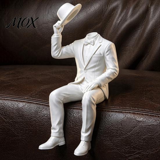 Sophisticated Room Accessories 3D Printed Sitting Gentleman Ornament, Minimalist Abstract Faceless Figurine, Figurine Aesthetic Art Sculpture for Home