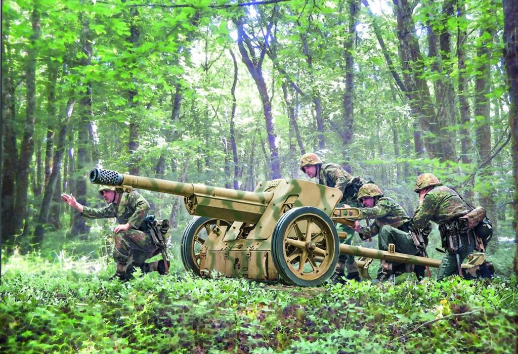 Italeri Scale WWII German Gun with 4 Artillery Plastic Model IT96460 1/35 7.5cm PaK97/38 Anti-Tank Figures, Kit, (Cannon)
