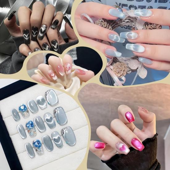 2Pcs Cat Eyes Nail Magnet Gel Nail Polish Love Heat Round Line Shape Nail Art Magnet Pen Home Salon Women Cat Eyes Magnetic Manicure Art Tools