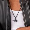 Pig and Hen Pendant Necklace - Black x Black